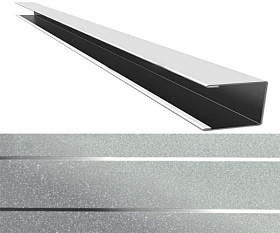 П-профиль для реечного потолка Cesal S Металлик серебристый с металлической полосой (3м), 1 шт.